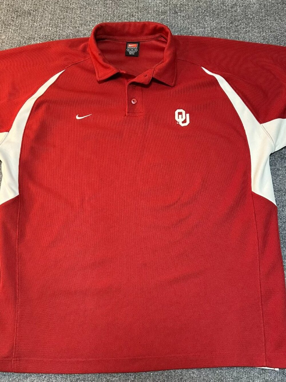 Nike Oklahoma Sooners Polo Shirt Mens XL DriFit Red Short Sleeve Golf Gameday